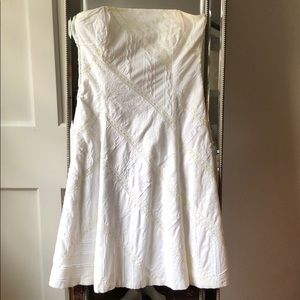 Shoshanna white lace and eyelet strapless dress